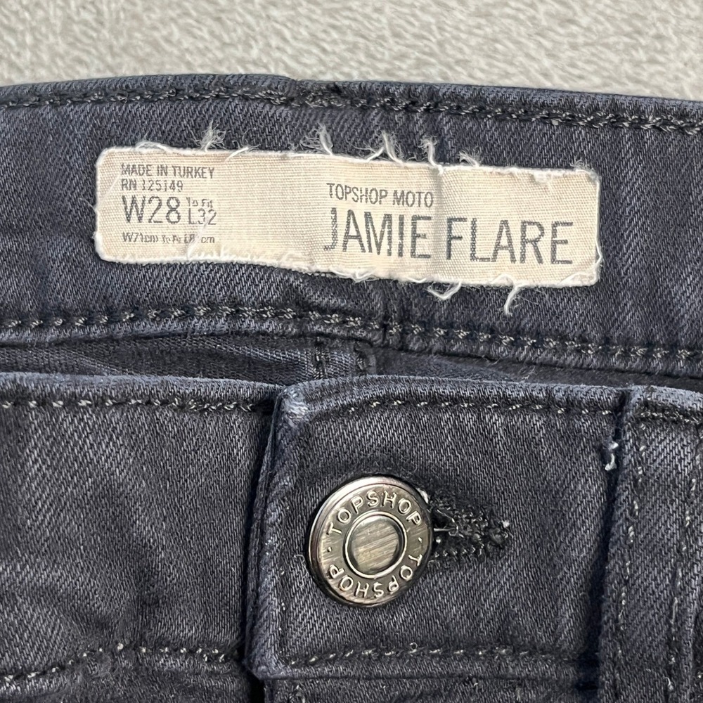 Topshop Moto Jamie Flare Jeans Black High Rise Stretch 28x32 (24x31) Grunge - Picture 10 of 14